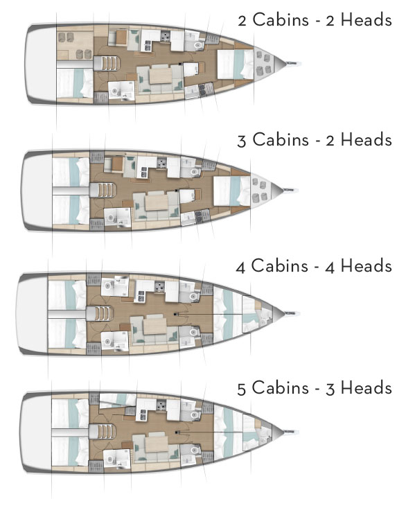 Jeanneau SO490 cabin layouts