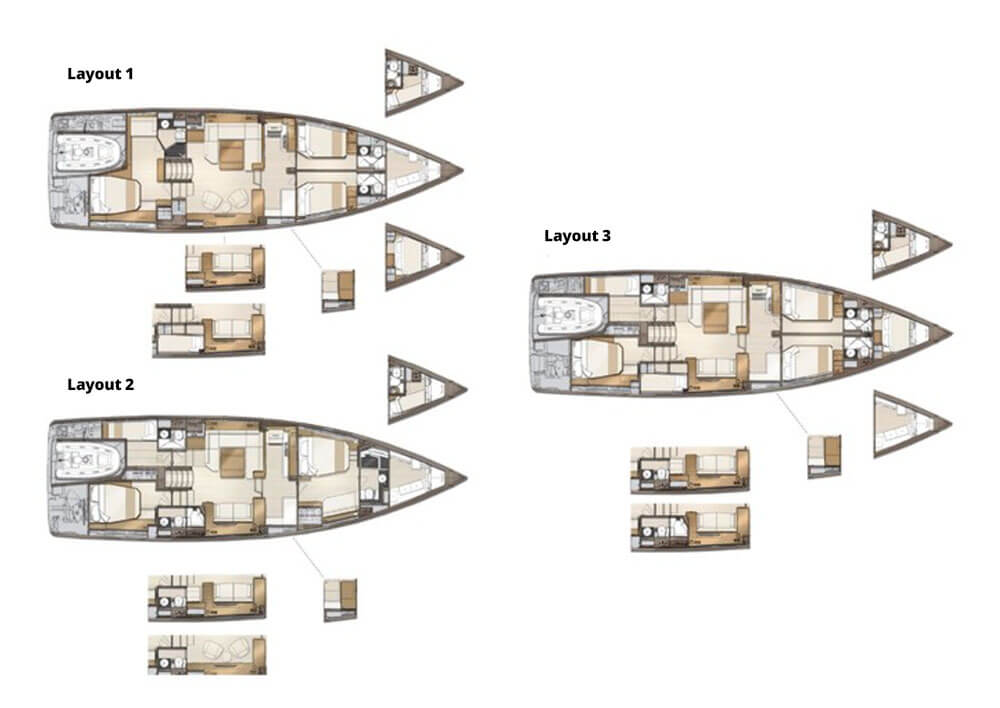 Cabin layout options for Jeanneau 60