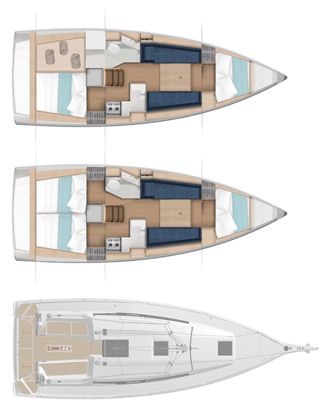 Jeanneau Sun Odyssey 350 Cabin Layouts